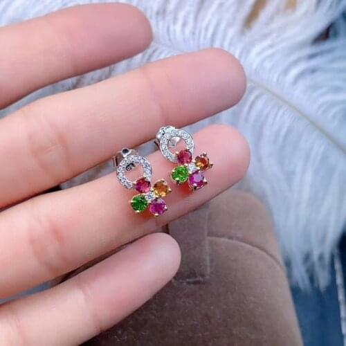 Engagement Best Gift Natural And Real Tourmaline Earring 925 sterling silver Fine jewelry Tourmaline Earring