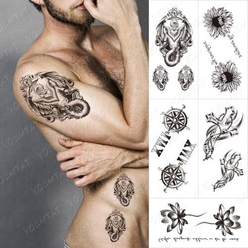 Sexy Flower Temporary Tattoos For Women Body Art Painting Arm Legs Tattoos Sticker Realistic Fake Black Rose Waterproof Tattoos