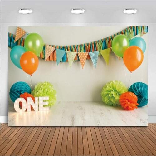 Smash Cake Birthday Party Banner Photography Backdrop Balloons Light Baby One Year Old Background Photo Studio