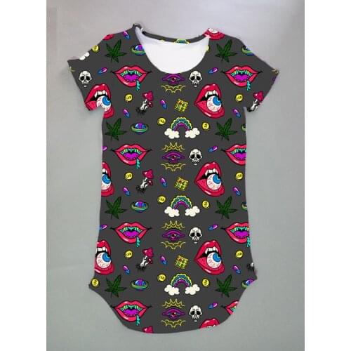 Custom made - Create your own designs Trippy psychedelic 420 3D sublimation print milk silk short sleeves Dress