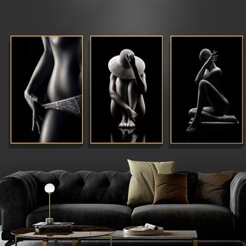 Sexy Nude Women Art Canvas Painting Black White Posters and Prints Modern Wall Art Pictures for Living Room Cuadros Home Decor
