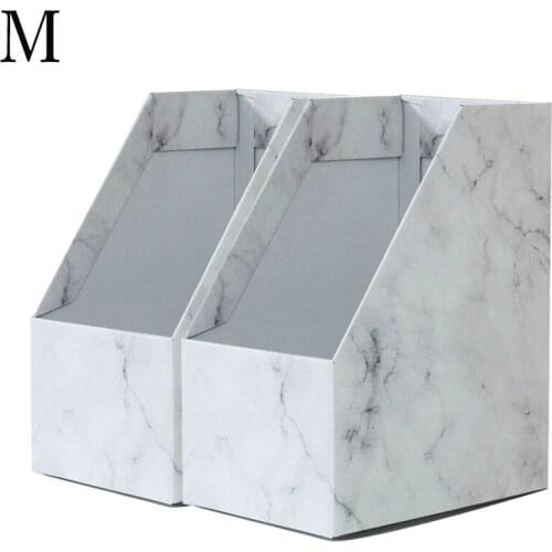 Foldaway File Holder Marble Newspaper Box Desk Top Organizer Magazine Bookend White Corrugated Paper Office Stationery L(8PCS)