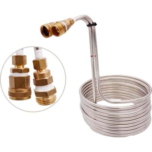 25ft(7.62m) Super Efficient Wort Chiller with Garden Hose Fitting 3/8"(9.52)OD 304SS Home Brewing Immersion Wort Chiller