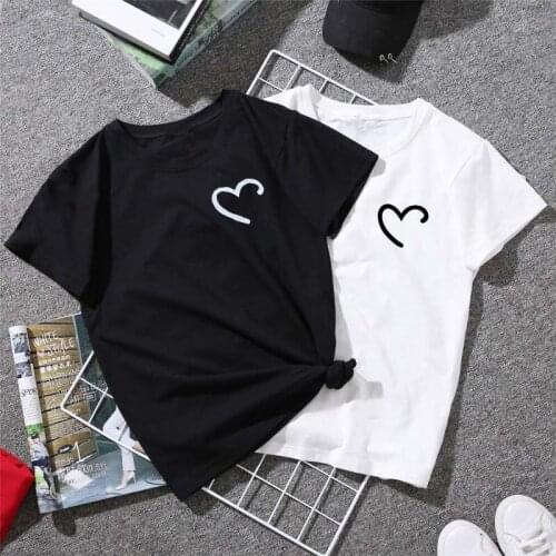 Funny T-shirt Harajuku Summer Tee Shirt White Black Femme Top Korean Women T Shirt Fashion Love Print Vintage Tshirt