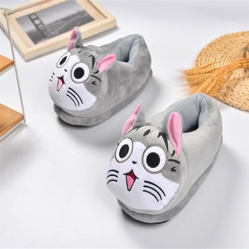 Women Winter Warm Slippers Lovely Cat Slides Faux Fur Plush Indoor Home Cotton Shoes Cute Flamingo Slippers Cartoon Shark Shoes