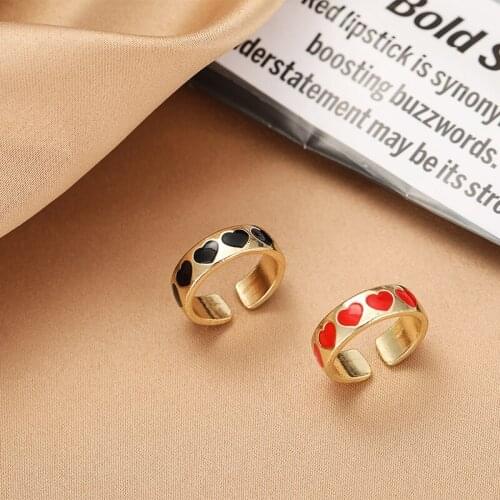 Geometric Candy Color Love Heart Peach Finger Rings for Women Gothic Index Thick Opening Rings Aesthatic Party Jewelry Gift