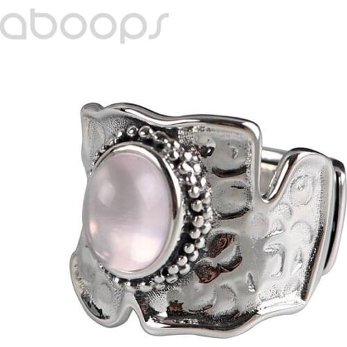Vintage 925 Sterling Silver Pink Quartz Ring for Women,Open and Adjustable,Free Shipping