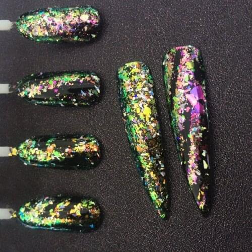 1 Jar Holographic Aurora Flakes White Chameleon Laser Flakes Chrome Pigment Nail Powder Glitter Sequins Nail Art Decoration