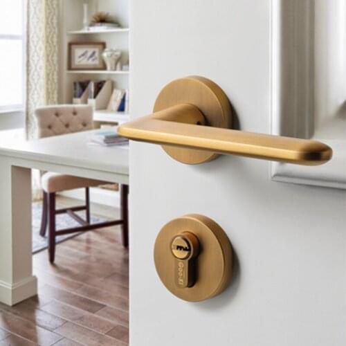 1 set Yellow bronze /zinc alloy door handle Interior / Bedroom door lock Split Silent door lock ,Door hardware