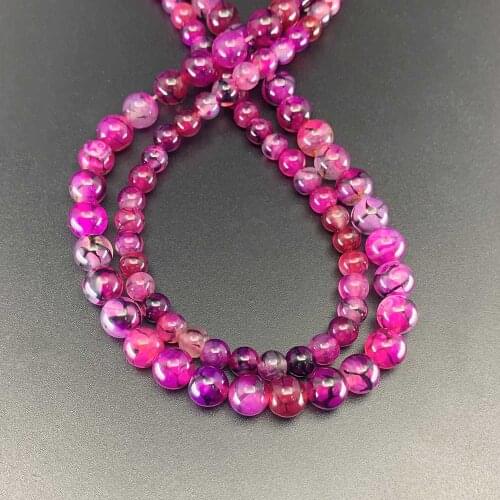 1strand/lot 6 8 10 mm Natural Stone Rose Red Dragon Vein Agat Round Loose Spacer Beads For Jewelry Making DIY Necklace Bracelet