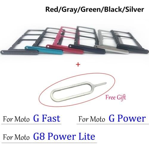 2Pcs/lot，New For Moto G8 Power Lite / G Fast / G Power SIM Card Tray Slot Holder With SD Card Adapter Replacement Parts + Pin