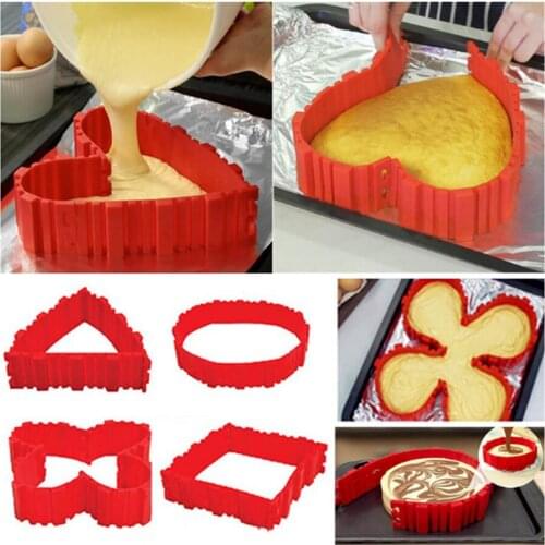 4Pcs/set Interesting DIY Silicone Cake Mold Multi Style Puzzle Bake Cake Buckle Type Connect Baking Frame Free Combination