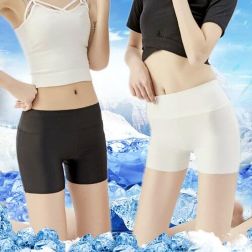 45-75kg Summer High Waisted Ice Silk modal Traceless Safety Pants Anti Running Exposed Bottomed Oversized Waist M L XL