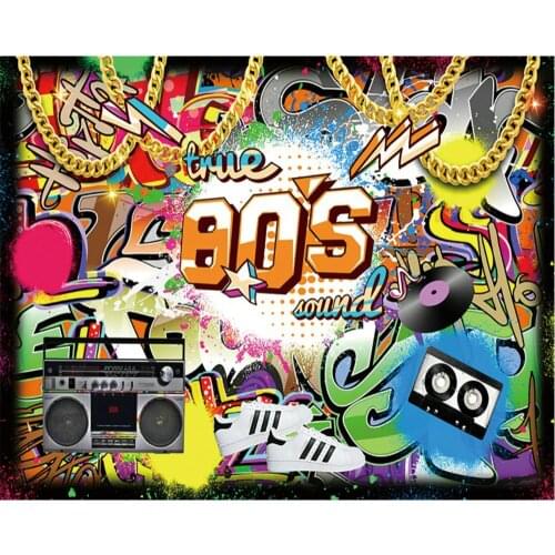 80s Cartoon Color Carnival Party Backdrop Baby Shower Room Decor Photo Booth Studio Prop