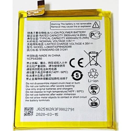 3.8V 4000mAh Li3839T43P8h826348 For ZTE Blade A7 2020 EA72020 Battery