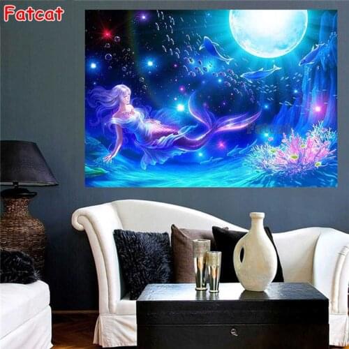 Ocean landscape 5d Diy Diamond Painting Mermaid Princess full Drill painting diamond embroidery puzzle rhinestone picture PP2175