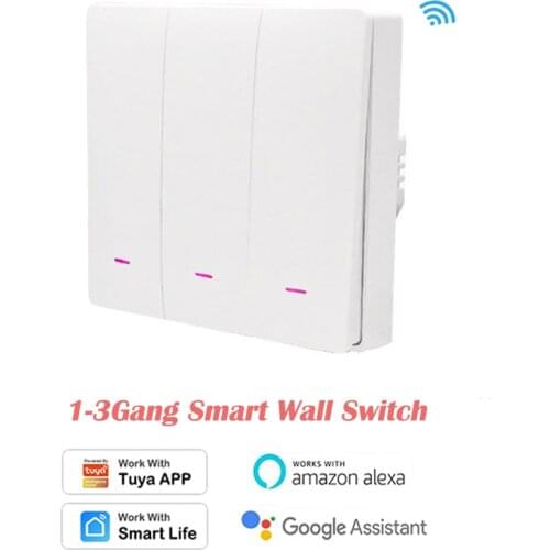 1-3Gang Tuya Wireless WiFi Wall Switch Power-off Memory EU Switch Timer Smart Life APP Control Work with Alexa Google Home Voice