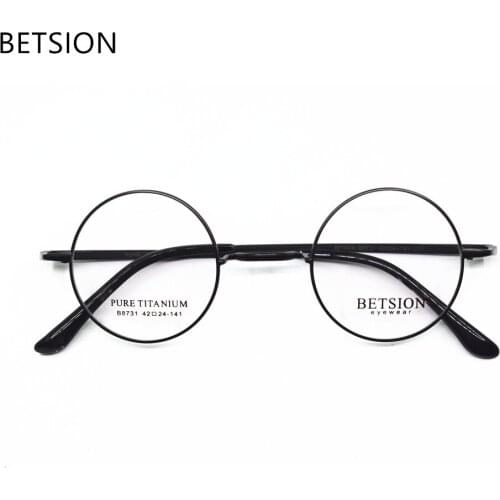 Pure Titanium 42mm Vintage Round Eyeglass Frame Man Women Spectacles Glasses