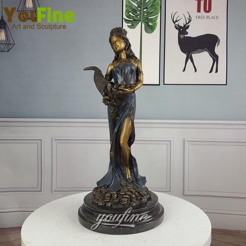 Bronze Tyche Statue Goddess Of Luck Bronze Sculpture Fate and Fortune Lady Luck Fortuna Sculpture Figure Figurine Home Decora