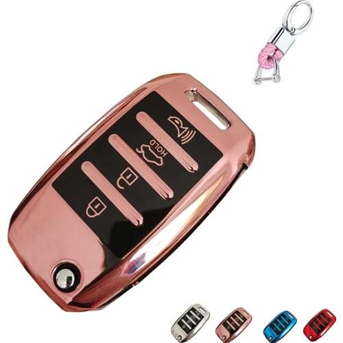 For Kia Key Fob Case Cover, TPU Key Fob Shell Protector Shell Keyless Remote Control Smart Key Holder with Keychain
