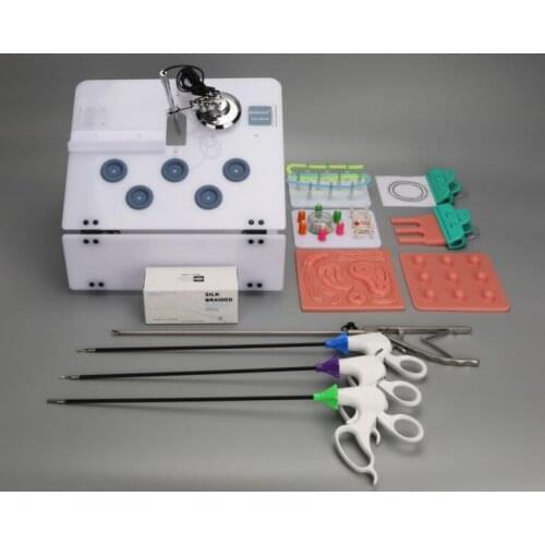 Gynecological surgery laparoscopic surgery simulation training device with endoscope camera needle holder scissors grasp plier
