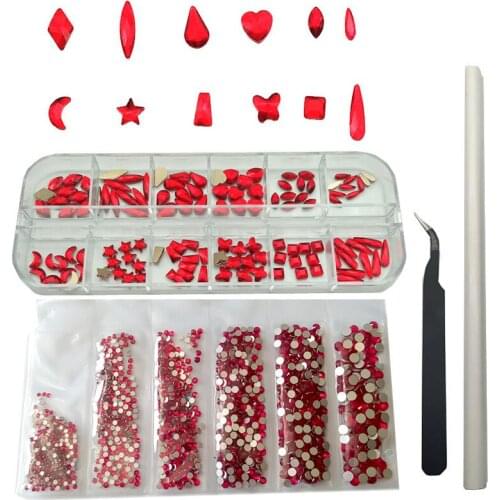 Hot Sale Nail Rhinestone Set 1728pcs Plus 120pcs Crystal Rhinestone Diamond 3D Glitter Nail Art Decoration