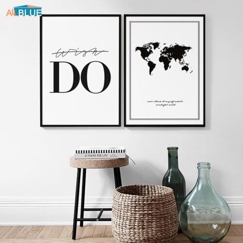 World Map Canvas Poster Nordic Wall Art Black And White Print Painting Wall Pictures For Living Room Do Quote Decorative Home