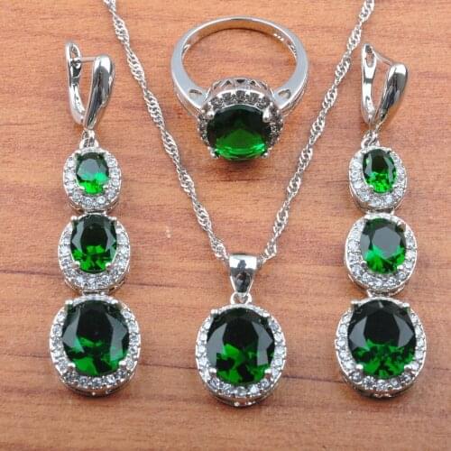 For Women Cubic Zircon Jewelry Set Long Drop Earrings Necklace Pendant Ring Dubai Bridal Jewelry 2020 New JS0120