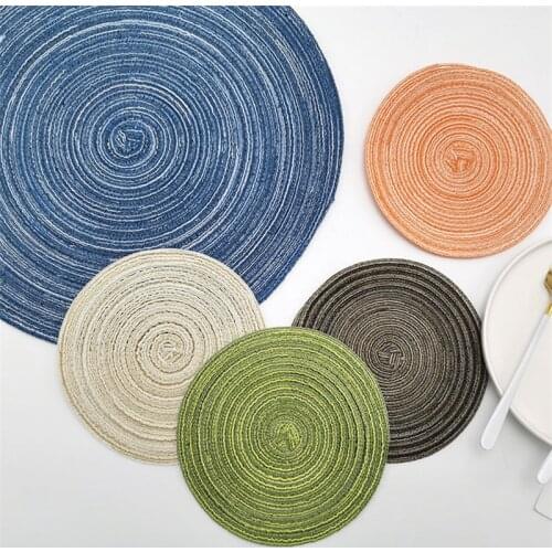 Round Cotton Woven Nordic Style Non-slip Kitchen Placemat Coaster Insulation Pad Dish Coffee Cup Table Mat Home Decor 51020