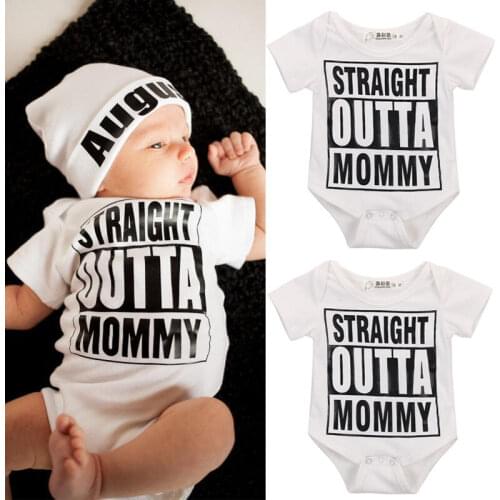 Summer Newborn Baby Girl Boy Letter Prints Straight Outta Mommy Romper Short Sleeve Cotton Jumpsuit Outfits Clothes Age 0-18Y