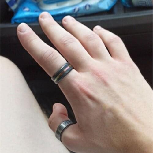 Fashion 8MM Couple Ring Stainless Steel Black Blue Groove Various Sizes Wedding Promise Ring For Women Men Finger Jewelry Gifts