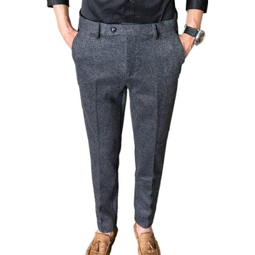 2020 gray men suit trousers business casual pants men fashion slim mens pants size 28-36 Spring and Autumn man pant