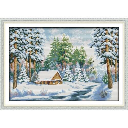 Everlasting Love Snow World Chinese Cross Stitch Kits Ecological Cotton Stamped 11CT 14CT DIY Gift New Year Decorations For Home