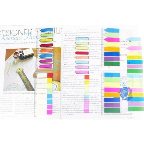 4A Sticky Notes Flags Set Neon Color Stationery Page Marker Index Label Transparent Tabs Stickers Planner Memo Flag 4A 60237