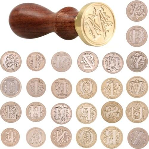 Retro 26 Letter A - Z Wax Seal Stamp Alphabet Letter Retro Wood Stamp Kits Replace Copper head Hobby Tools Sets Post Decor