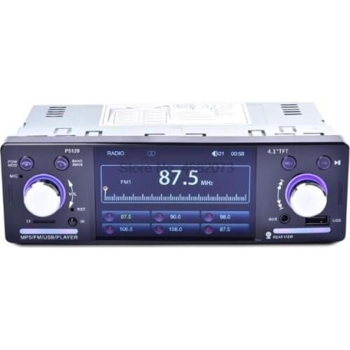 By DHL/Fedex 10pcs 4.1" P5128 Car Radio 12V Bluetooth 1 Din FM Aux Input Receiver In-dash SD USB MP3 WMA APP Car Radio Player