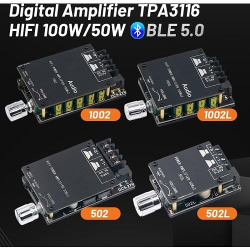 Bluetooth 5.0 AUX TPA3116 Digital Power Amplifier board 2x 50W 100W speaker Stereo Audio AMP Module Home music 1002 502