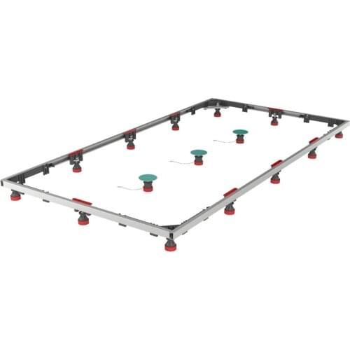 Support frame for larg shower trays made of steel, acrylic and mineral cast from 700x700mm to 1000x1800mm