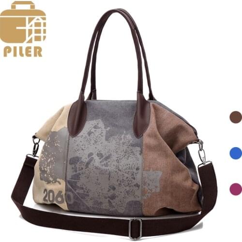 PILER Casual Big Women Bag Handbags Canvas Shoulder Bags Hobo Large Crossbody Tote Handbag Shopping Bags for Women Messenger Bag