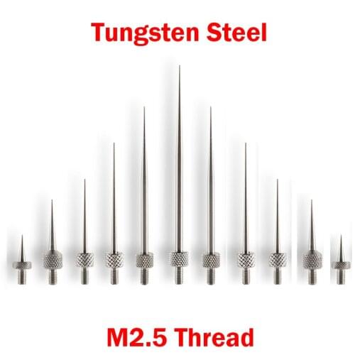 R0.2 R0.4 OD 30mm 40mm Test Length M2.5 Thread Tungsten Steel Guage Micrometer Pin Pointed Taper Head Dial Indicator Tip Probe