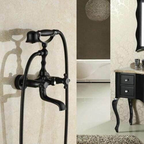 Luxury Black Bathroom Faucet Bath Faucet Mixer Tap Wall Mounted Hand Held Shower Head Kit Shower Faucet Sets