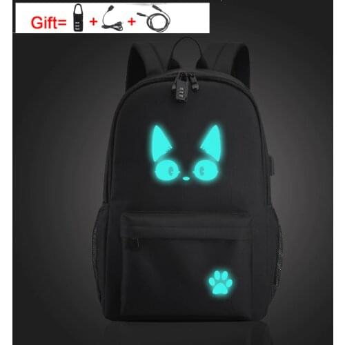 2021 School Backpacks For Teenage Boy Girls Luminous Cartoon Bag Schoolbag Bag For Teenagers Student Cute Cat Backpack to School