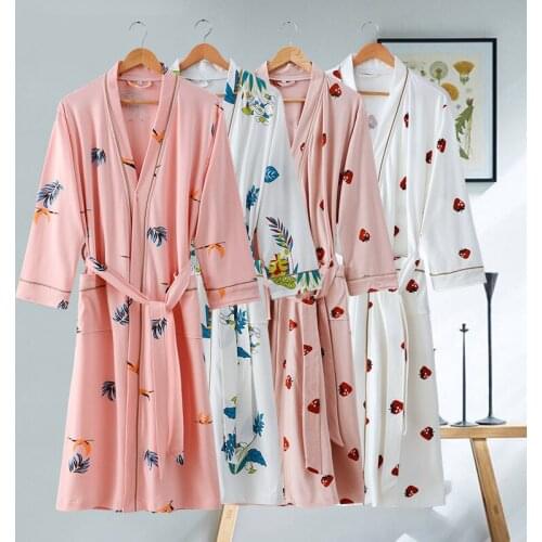 Siamese couple nightgown bathrobe summer cotton bathrobe plus long spring and autumn Korean yukata spring