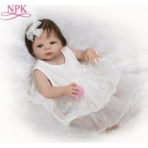 NPK 55CM Silicone reborn baby doll toys for girl, lifelike reborn babies play house toy birthday gift girl brinquedos bonecas