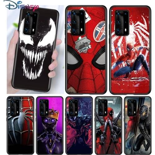 Marvel Venom Spiderman Silicone Cover For Huawei P40 P30 P20 Pro P10 P9 P8 Lite E Plus 2019 2017 5G Black Phone Case