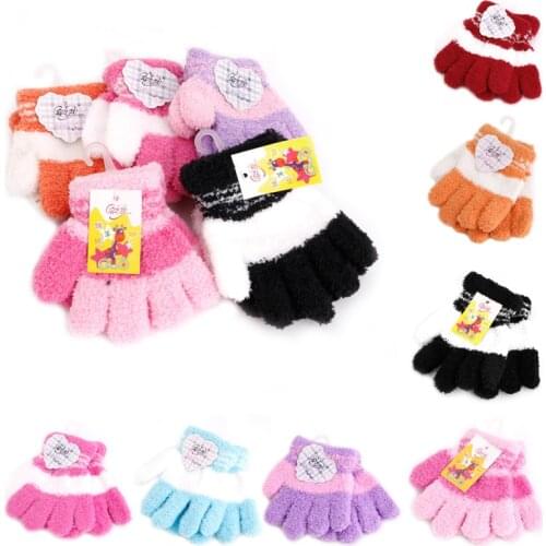 Cute Infant Baby Kid Full Finger Warm Winter Gloves Toddler Knit Rainbow Mittens New Dropship