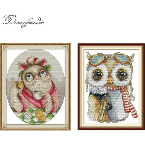 Owl Series cross stitch kit aida 14ct 11ct count print canvas stitches embroidery DIY handmade needl