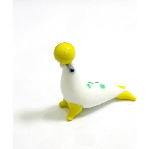 Glass Sea Lion Figurine Art Ornaments Aquarium Fish Tank Decor Accessories Mini Cute Marine Animal New Year Gifts For Kids Room