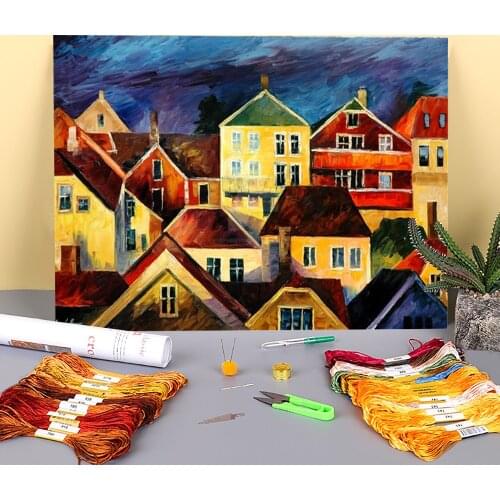 Sight From Above Printed 11CT Cross Stitch Embroidery Patterns DMC Threads Painting Handicraft Knitting Sewing For Different