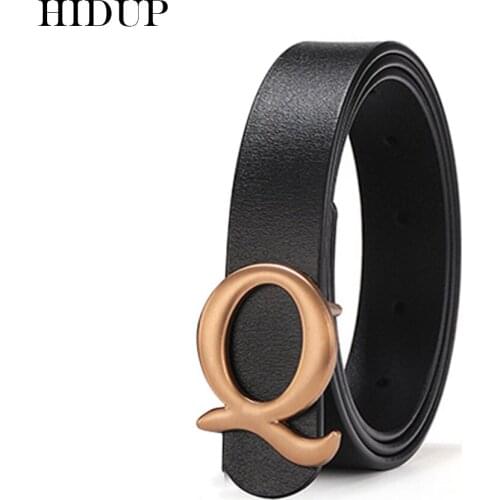 HIDUP Quality Genuine Leather Female Belts Unique Design Slide a Buckle Alloy Metal Belt Women Accessories 2.3cm Width AKWJ035